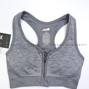 Avia Áo bra thể thao Nữ Size XL Xám vân marle Hàng xuất Khóa zip trước Lưng racerback thoáng khí Co giãn tốt Thấm hút mồ hôi Phù hợp gym yoga chạy bộ Mã:1H65
