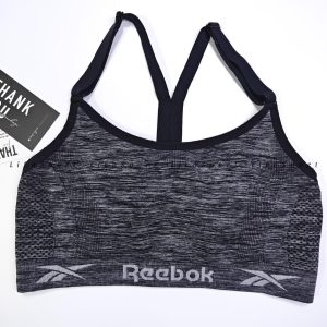 Reebok Áo bra thể thao Nữ Size M Xám vân khói viền đen Auth 2nd Lưng chữ Y Không gọng mút Co giãn tốt Thấm hút mồ hôi Logo ép nhiệt Phù hợp gym yoga chạy bộ Mã:1H90