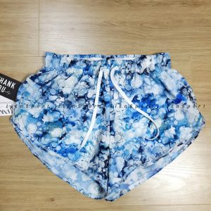 Quần short thể thao Nữ Size M Xanh dương trắng loang Auth 2nd Form suông rộng Cạp chun dây rút Vải thun lạnh thoáng khí Xẻ tà linh hoạt Phù hợp gym chạy bộ yoga Mã:1O92
