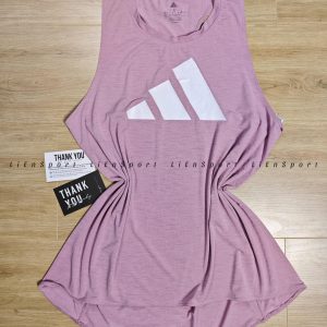 Adidas Áo tank top training Nữ Size M L XL XXL Tím pastel Auth 2nd Vải mỏng nhẹ thoáng khí Dáng suông xòe nhẹ Logo 3 sọc trắng Phù hợp tập gym yoga chạy bộ Mã:1Q04