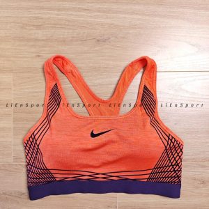 Nike Áo bra thể thao Nữ Size M Cam san hô tím than Auth 2nd Thun lạnh co giãn 4 chiều Thấm hút mồ hôi Form ôm nâng đỡ Lưng racerback Logo Swoosh Phù hợp gym yoga chạy bộ Mã:1Q44