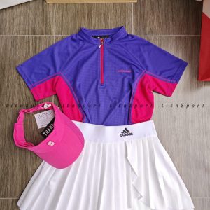 Mã: 1T44 Áo thể thao nữ form ôm cổ trụ phối khóa kéo Size M L XL Tím hồng đỏ Auth 2nd Vải thun co giãn thoáng khí In chữ BLACK FACE Phù hợp tennis gym yoga