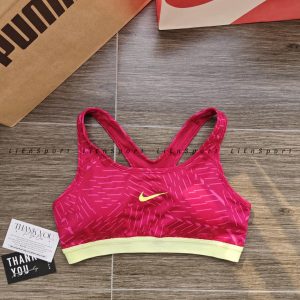 Mã: 1T85 Nike Áo bra thể thao Nữ Size L Hồng cánh sen Auth 2nd Dây vai chéo X cố định tốt Vải co giãn thấm hút mồ hôi Logo ép nhiệt vàng chanh Phù hợp tập gym yoga