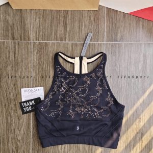 Mã: 1U22 Under Armour Áo bra thể thao Nữ Size M-L Đen huyền bí viền kem Auth 2nd Dáng yếm Khóa kéo trước Họa tiết đục lỗ thoáng khí Chất liệu co giãn tốt Phù hợp yoga gym